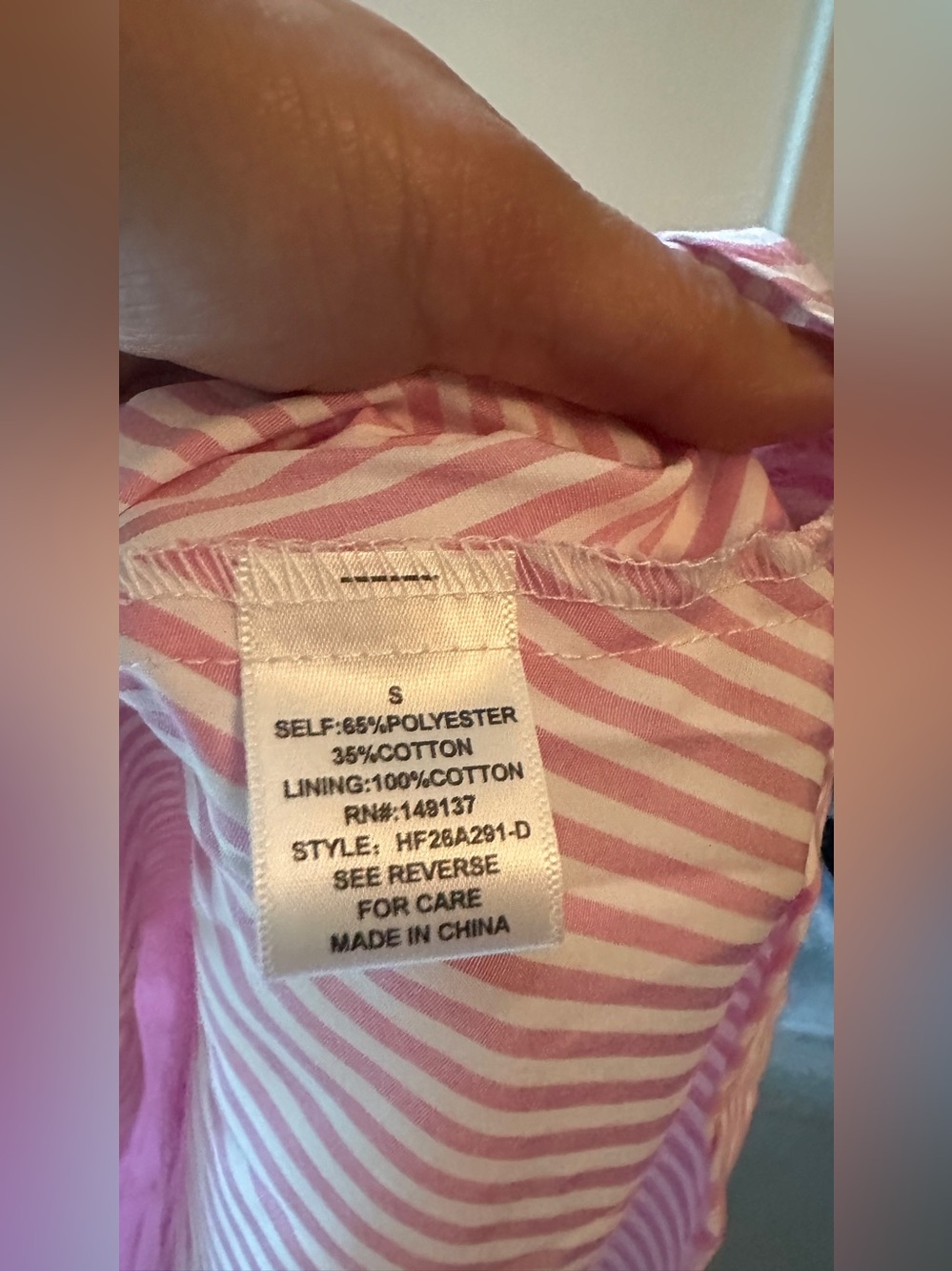 HYFVE Pink White Stripe Smocked Midi Dress Size S/M/L | P2P 14-16 - Picture 6 of 7